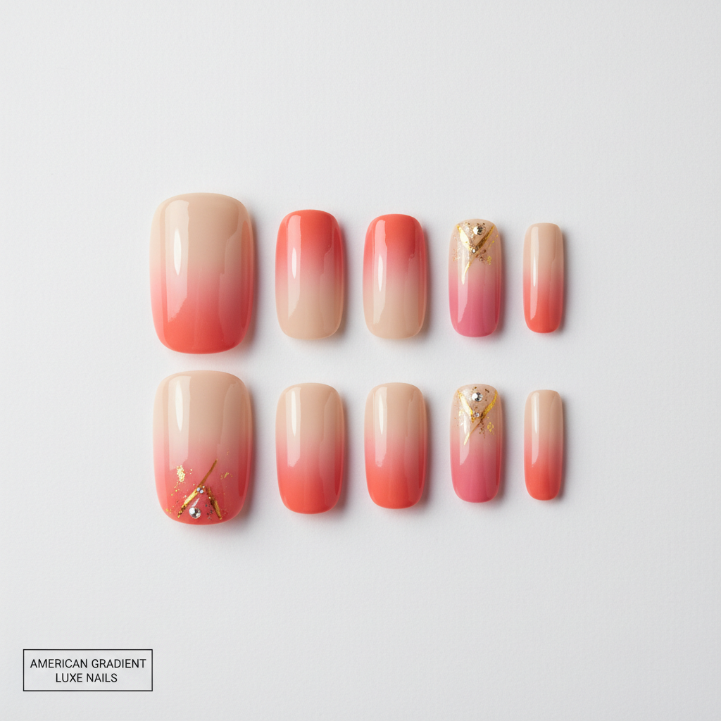 American Gradient Press-On Nails Set
